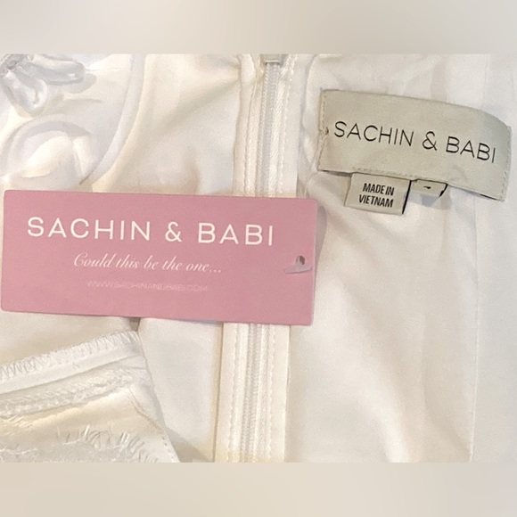 NWT Sachin + Babi Ivory Satin Crepe and Lace Dylan Dress - Sz 4 - Picture 12 of 14